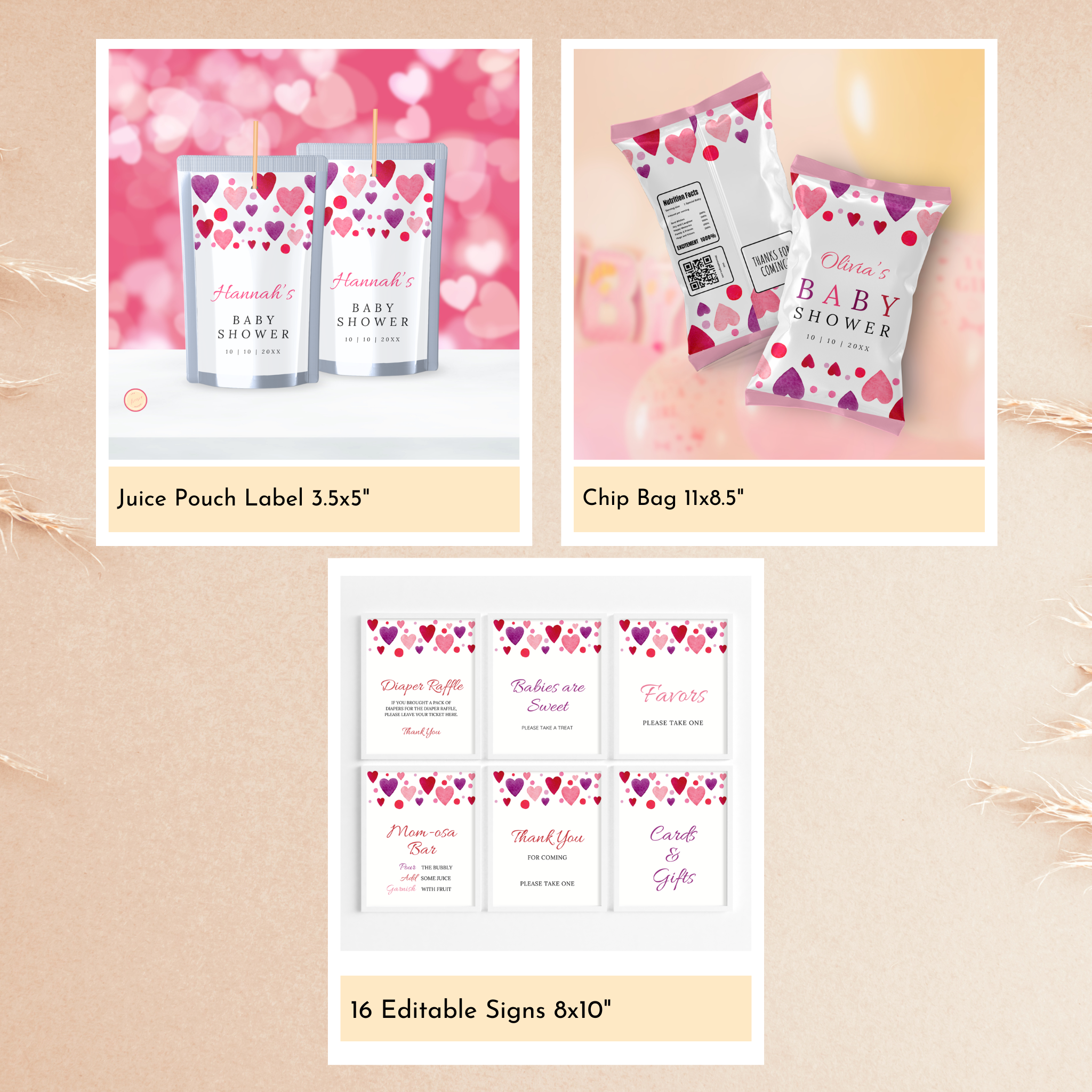 Valentine Baby Shower Bundle | Pink Hearts