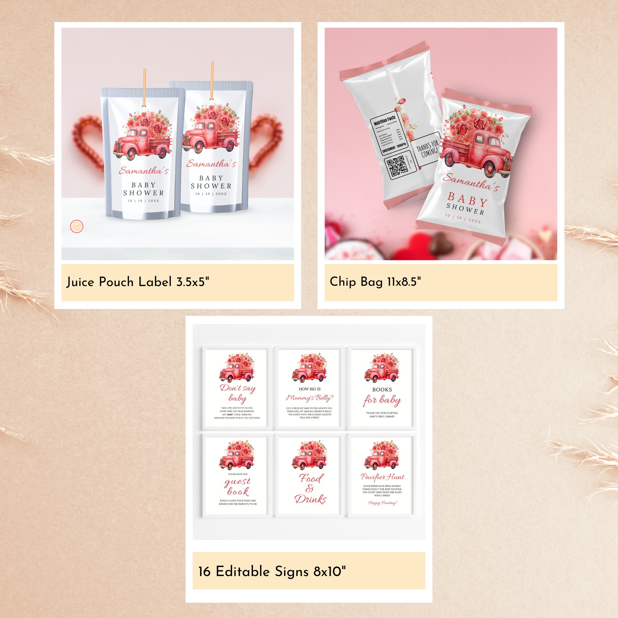 Valentine Baby Shower Bundle | Red Truck
