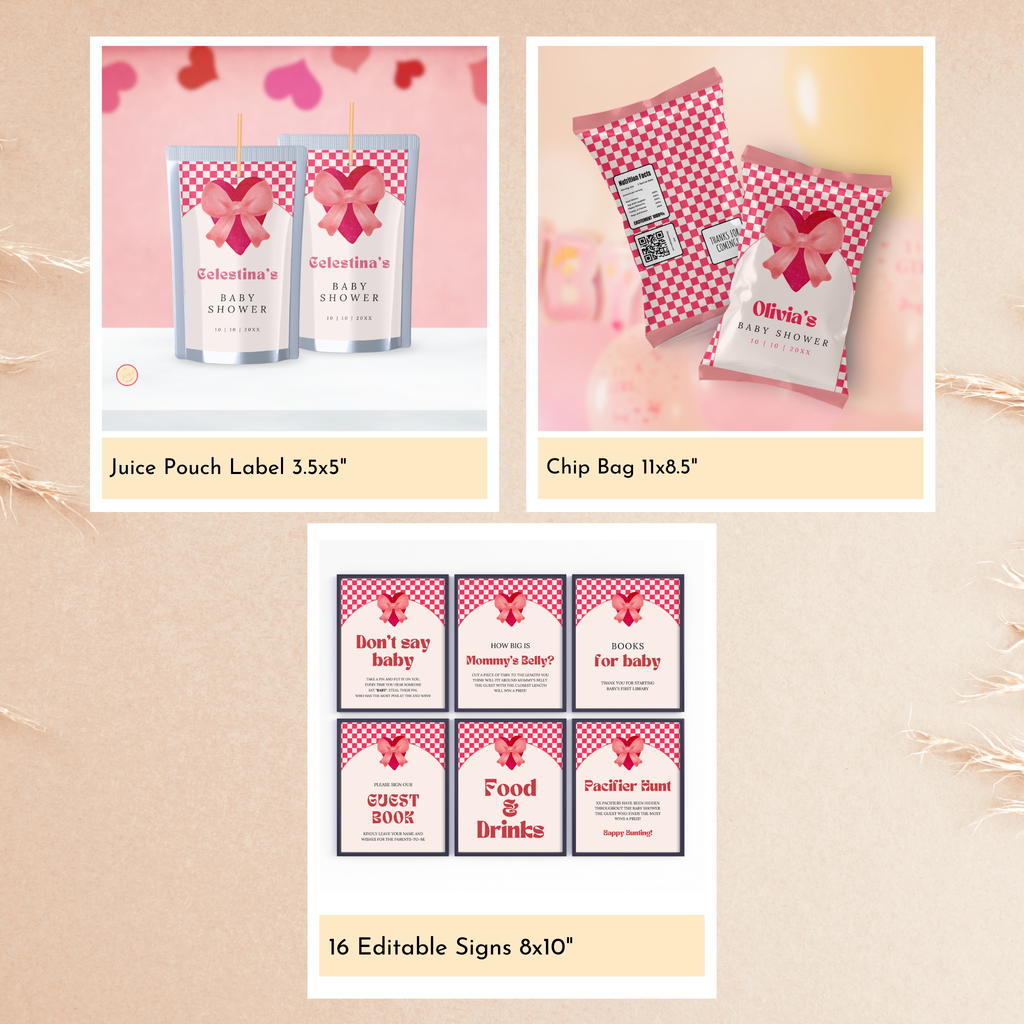 Valentine Baby Shower Bundle | Red Heart & Bow