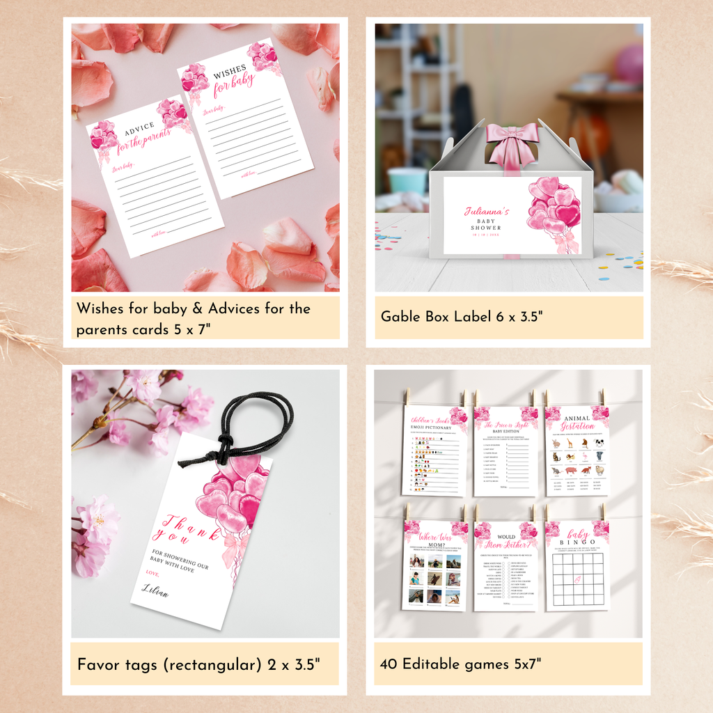 Valentine Baby Shower Bundle | Pink Balloons