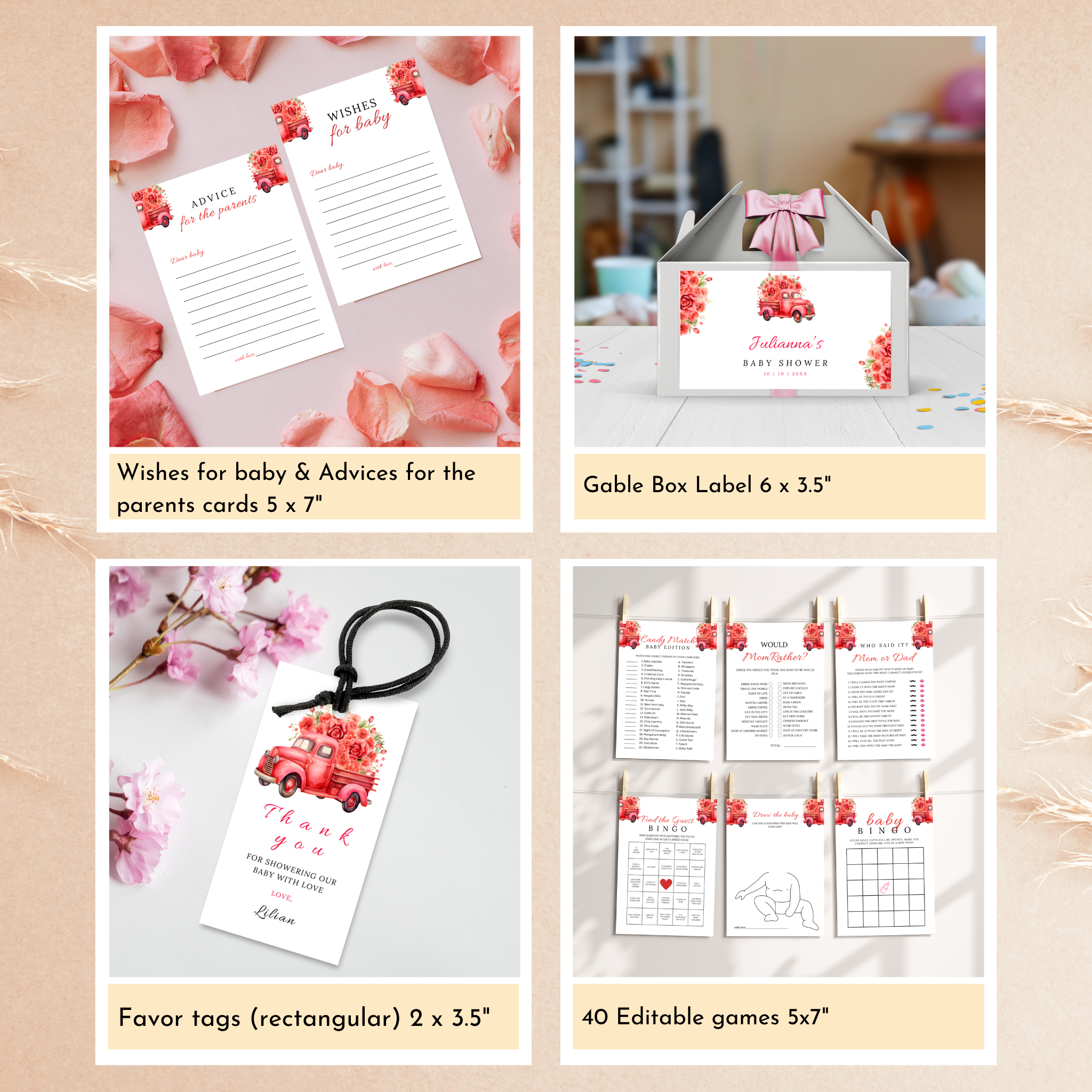 Valentine Baby Shower Bundle | Red Truck