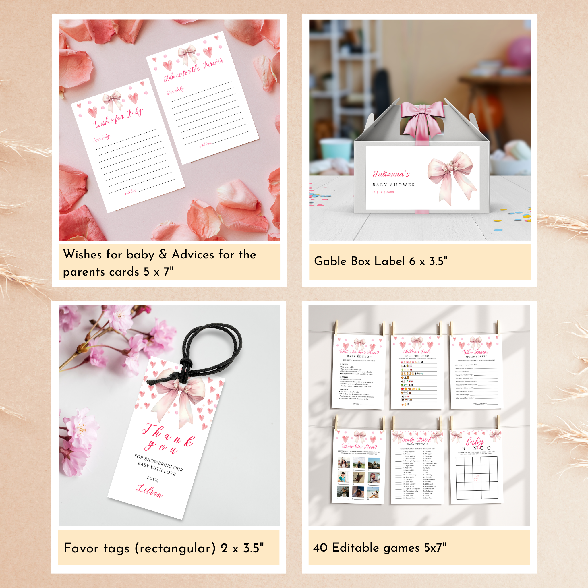 Valentine Baby Shower Bundle | Pink Bow