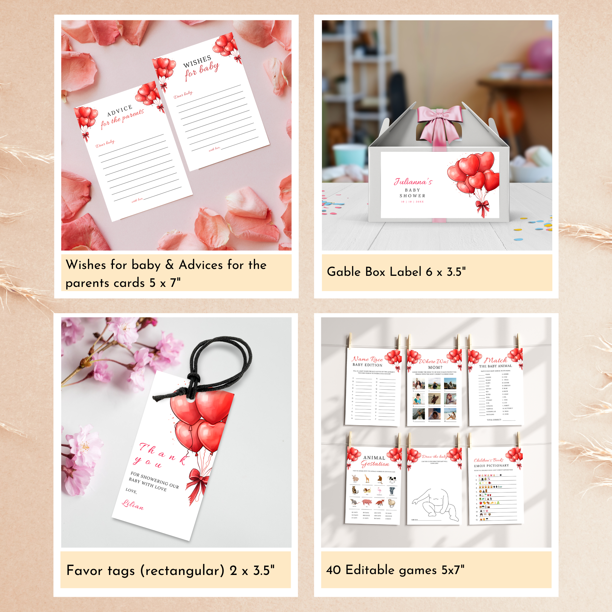 Valentine Baby Shower Bundle | Red Balloons