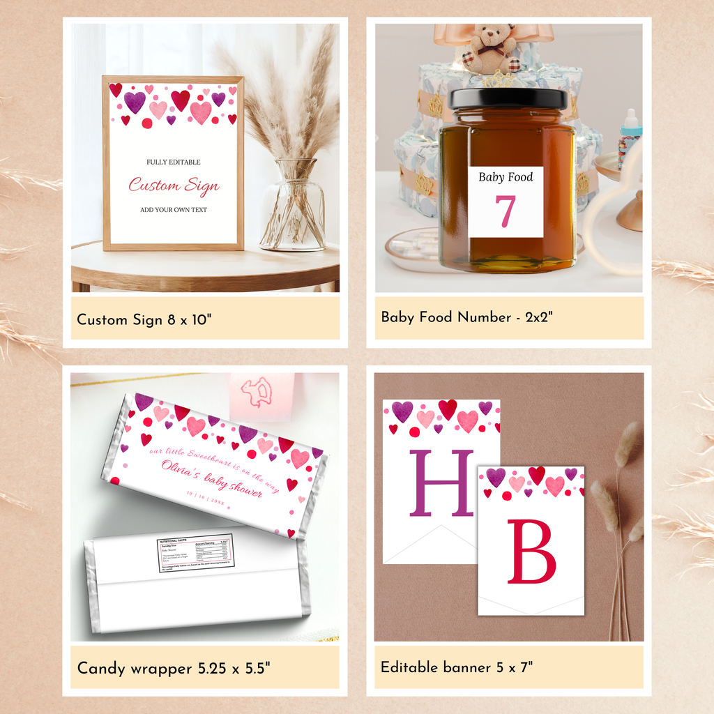 Valentine Baby Shower Bundle | Pink Hearts