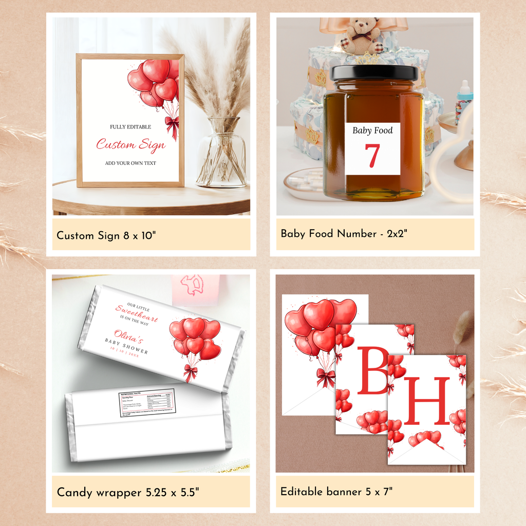 Valentine Baby Shower Bundle | Red Balloons