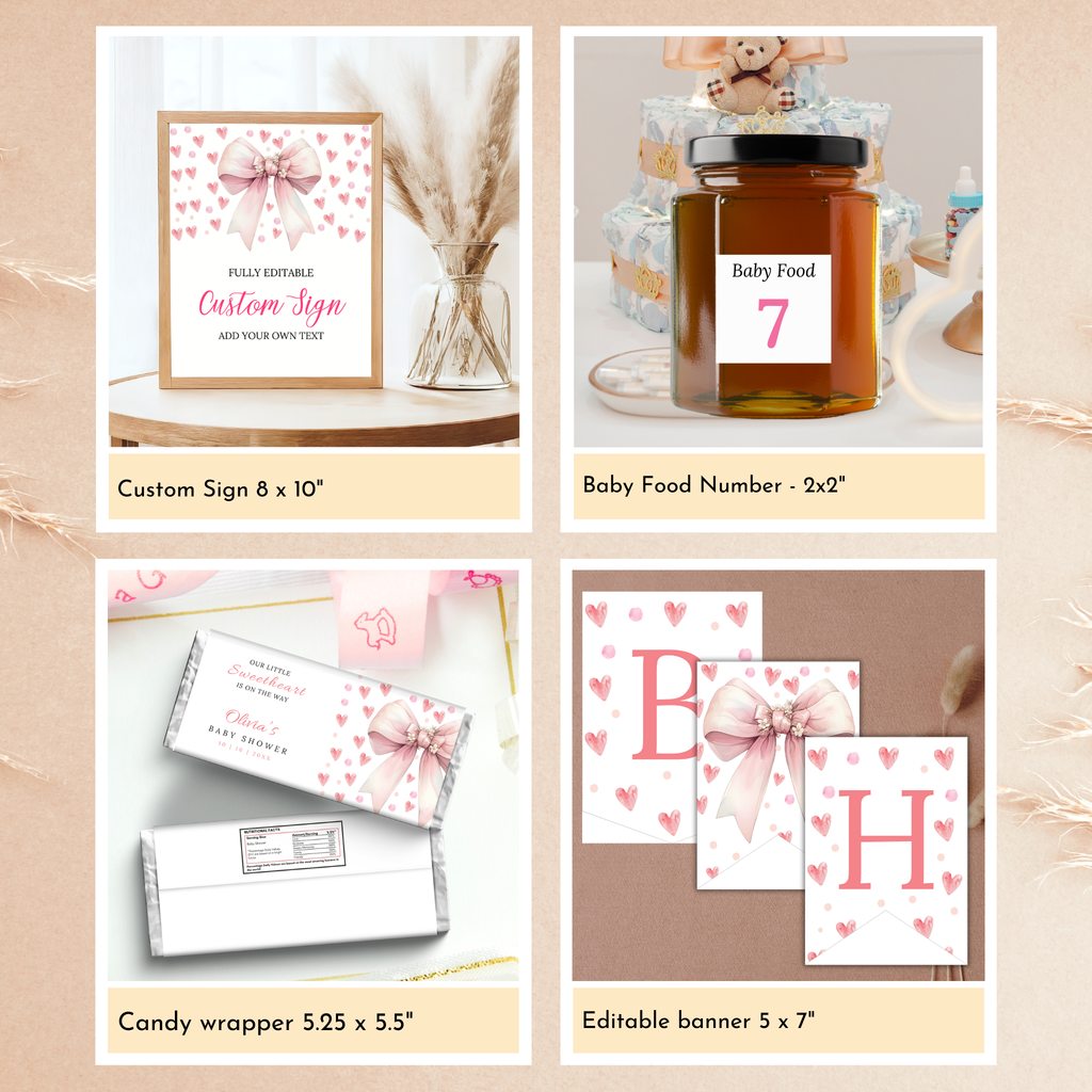 Valentine Baby Shower Bundle | Pink Bow