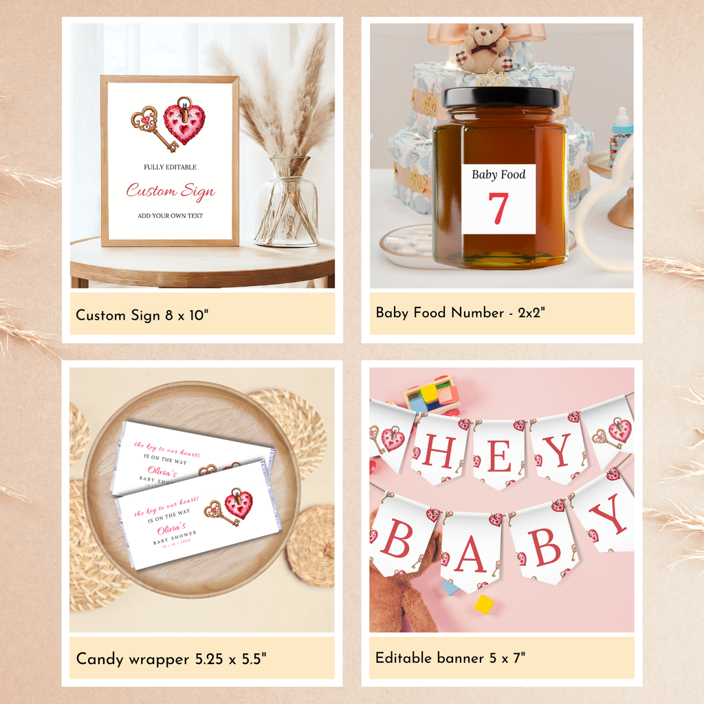 Valentine Baby Shower Bundle | Key to Our Hearts