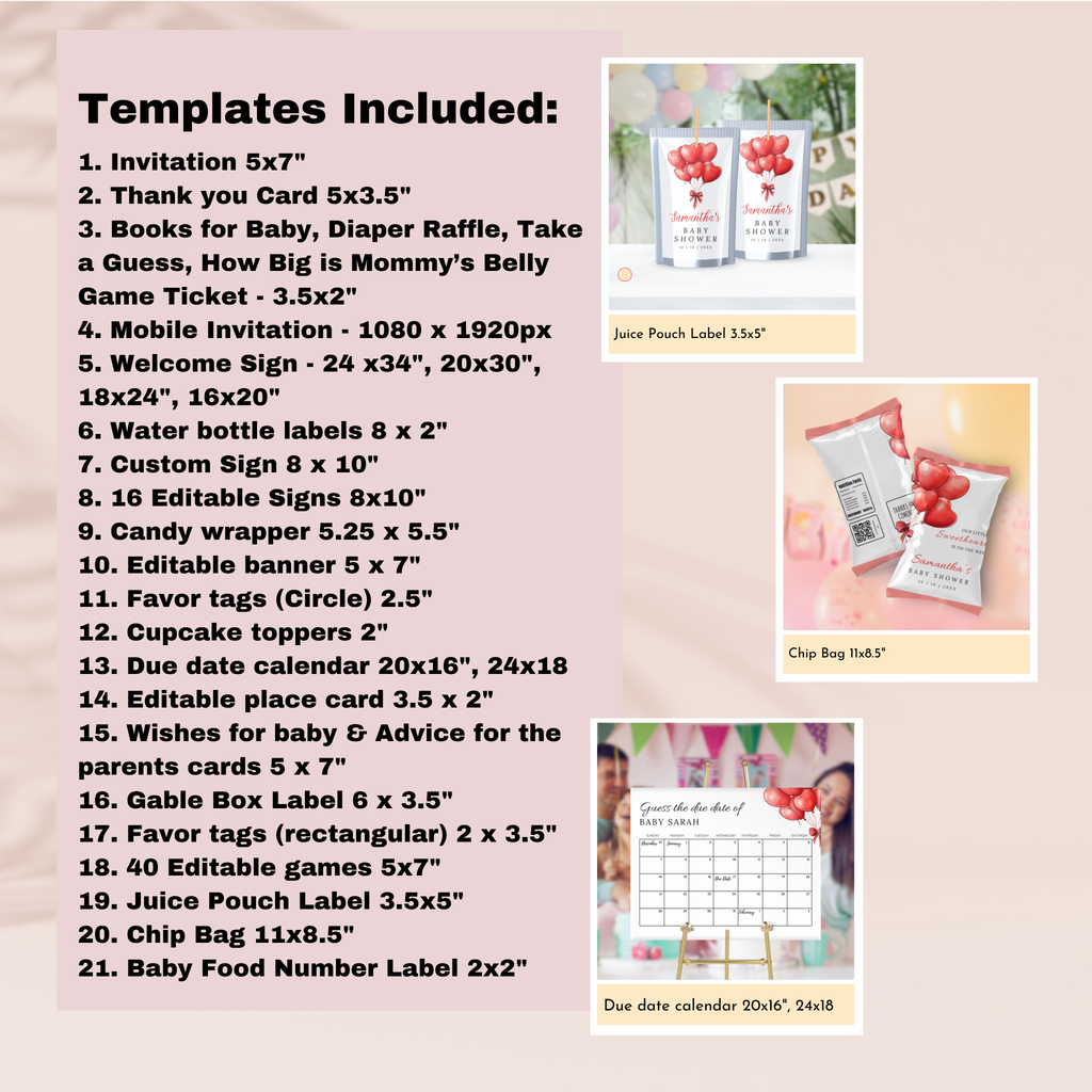 Valentine Baby Shower Bundle | Red Balloons