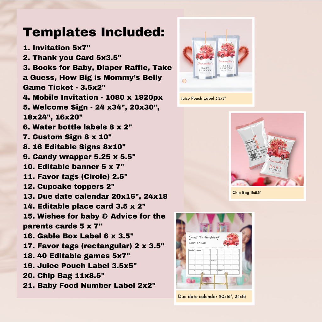 Valentine Baby Shower Bundle | Red Truck