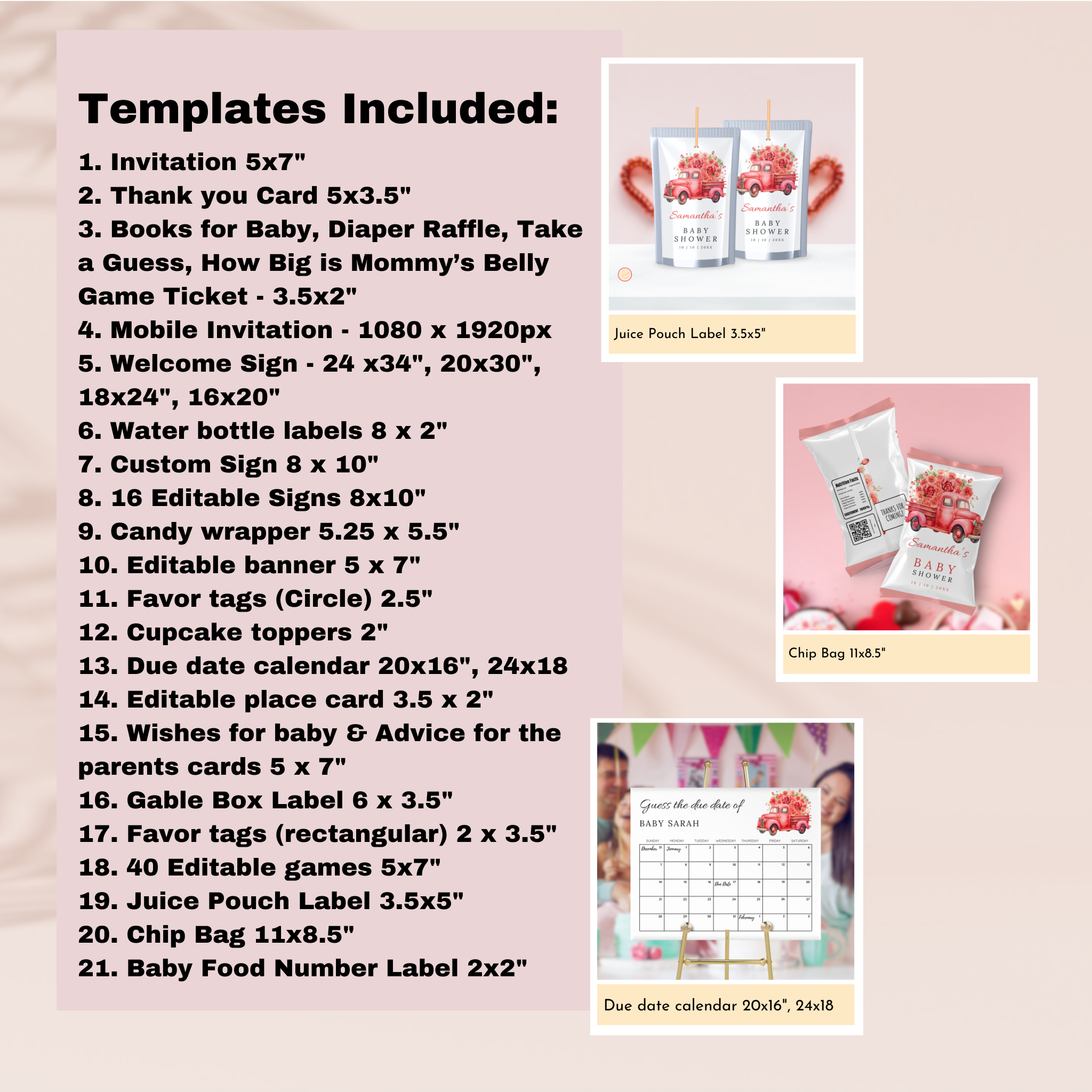 Valentine Baby Shower Bundle | Red Truck