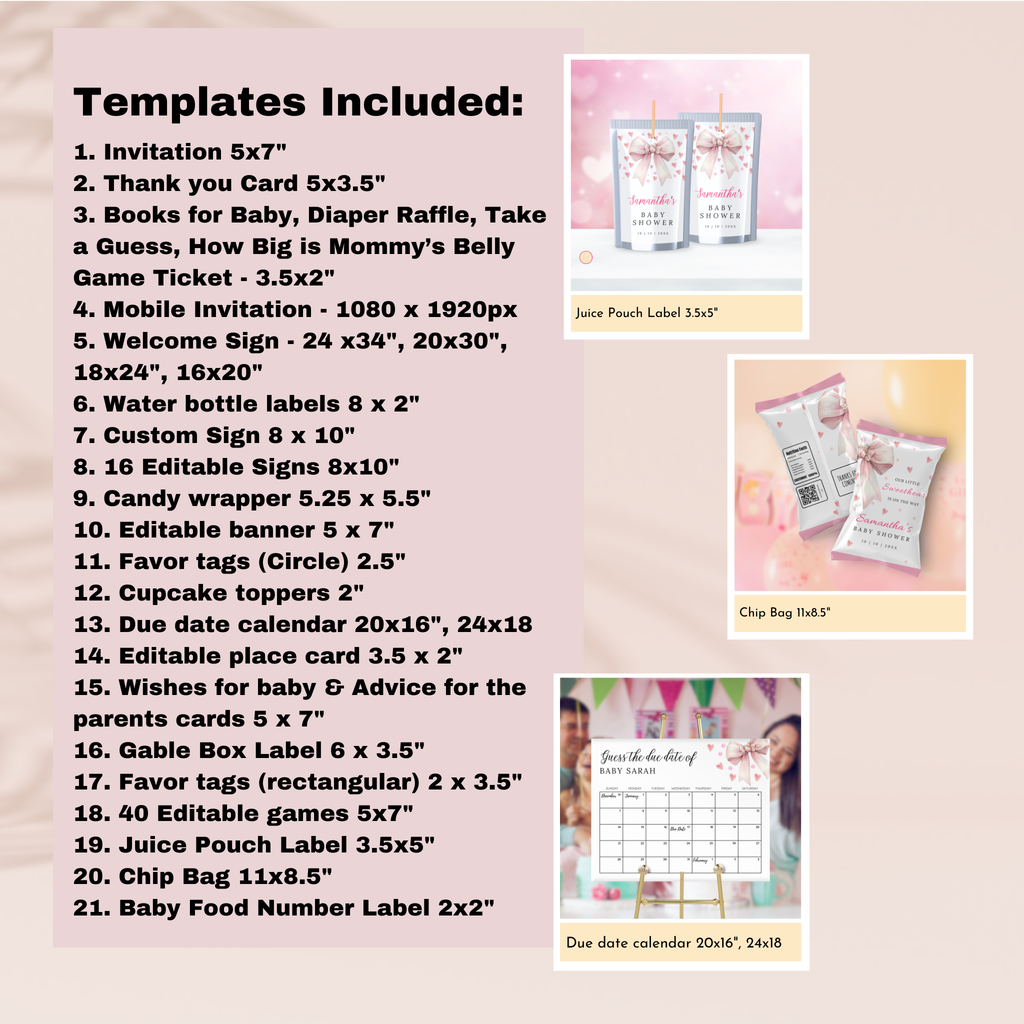 Valentine Baby Shower Bundle | Pink Bow