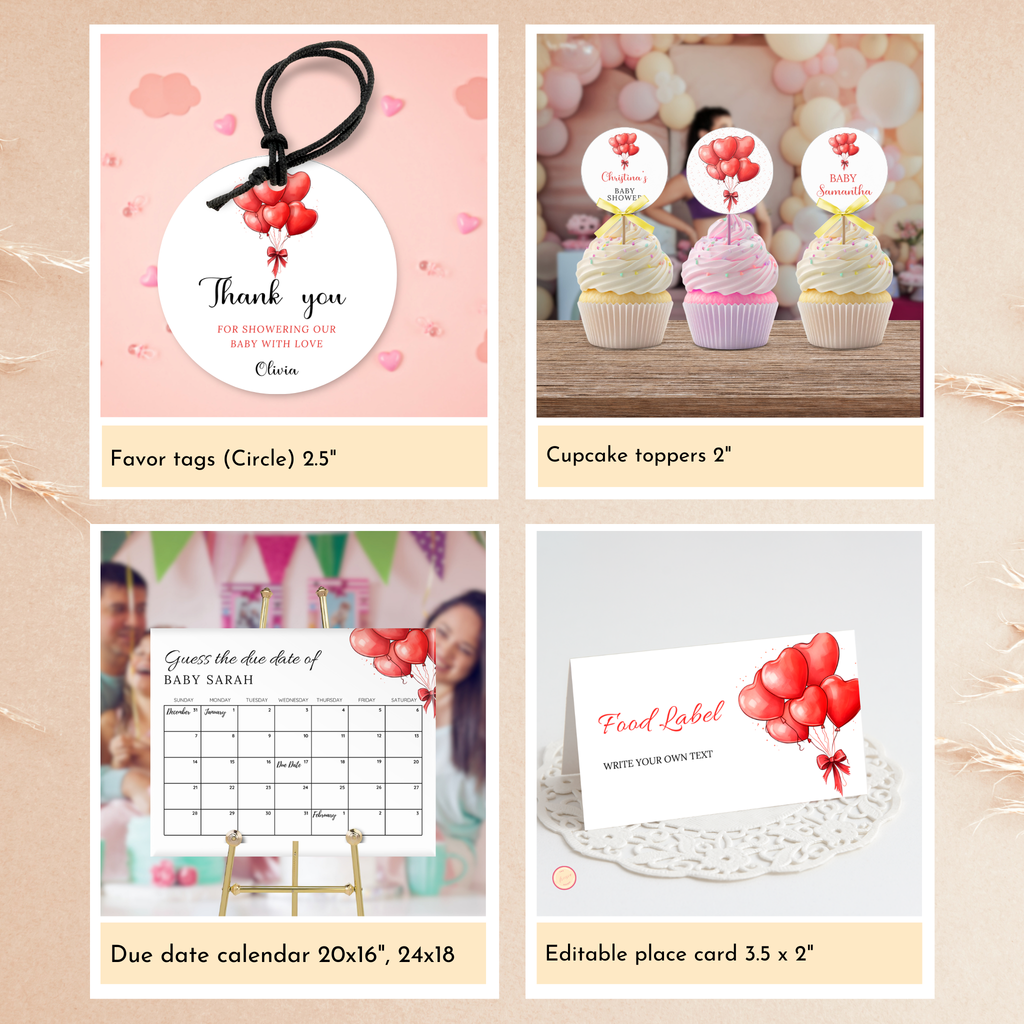Valentine Baby Shower Bundle | Red Balloons