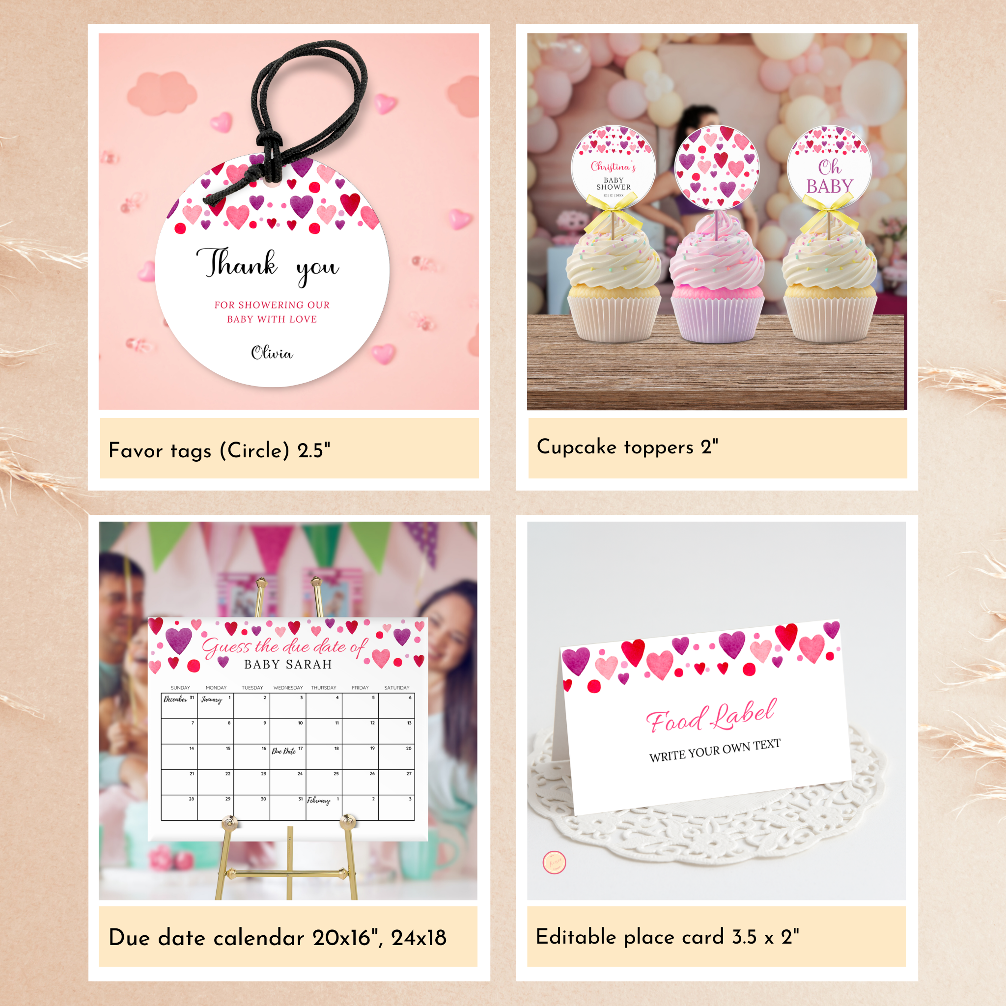 Valentine Baby Shower Bundle | Pink Hearts
