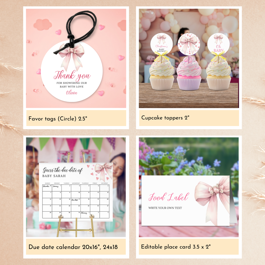 Valentine Baby Shower Bundle | Pink Bow