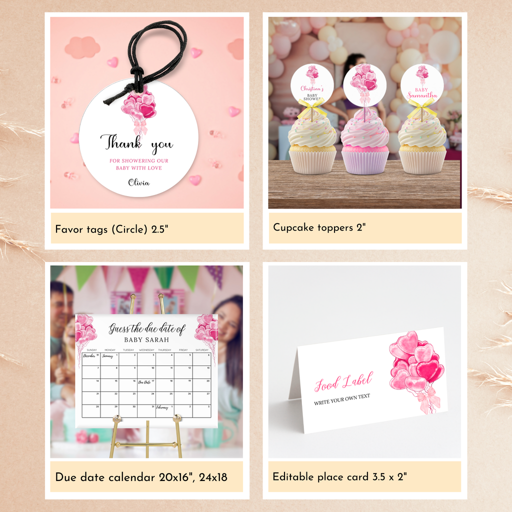 Valentine Baby Shower Bundle | Pink Balloons