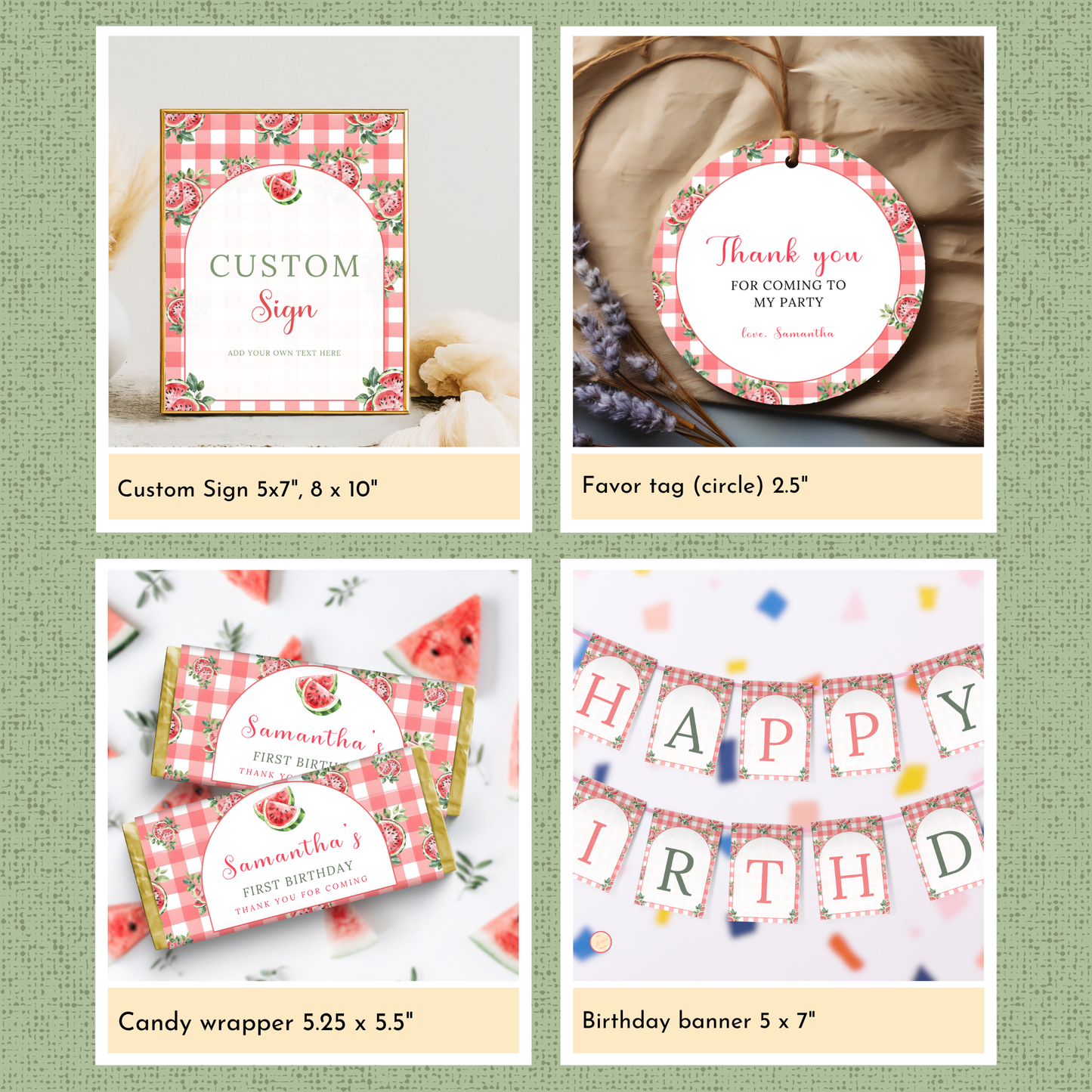 Watermelon 1st Birthday Template Bundle #1