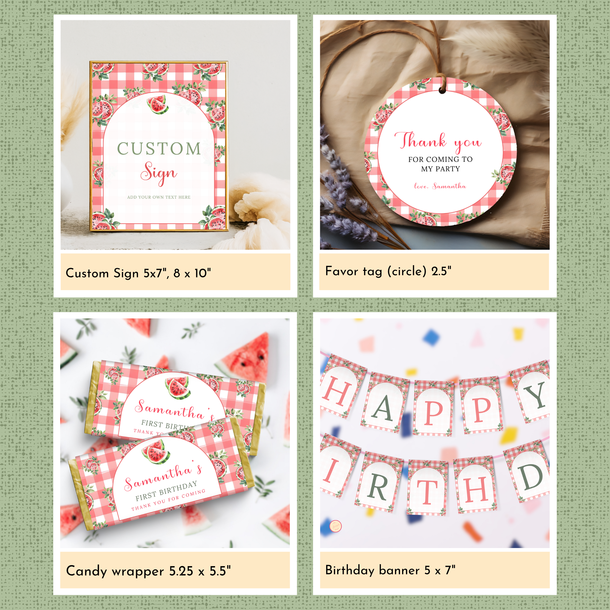 Watermelon 1st Birthday Template Bundle #1