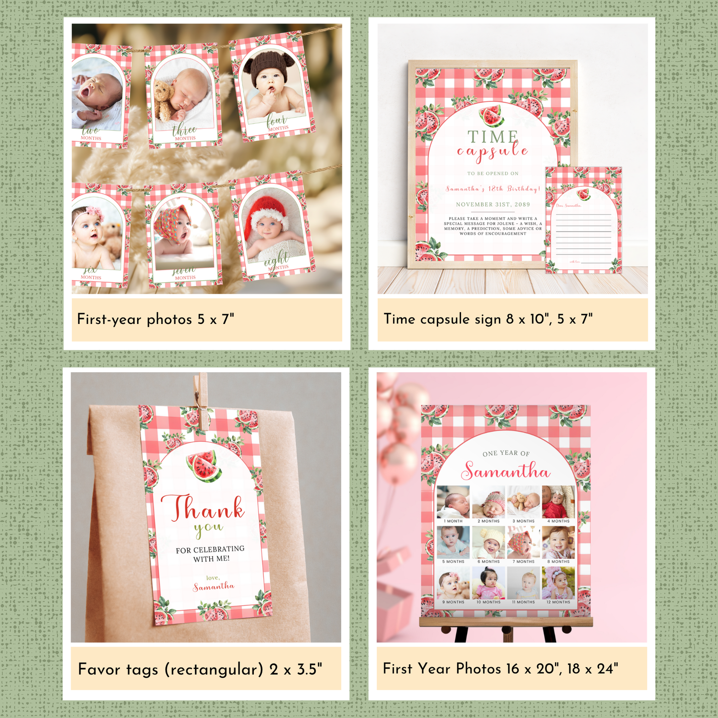Watermelon 1st Birthday Template Bundle #1