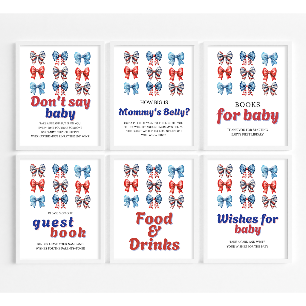 Patriotic Baby Shower Table Sign Bundle