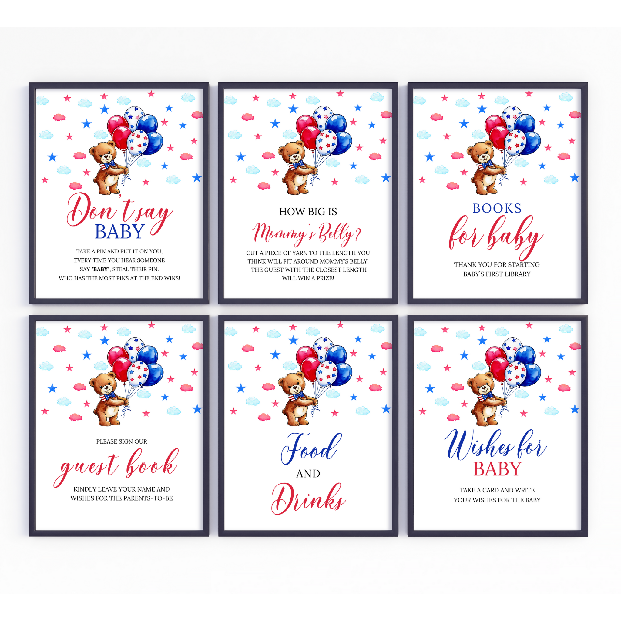 16 Patriotic Baby Shower Table Signs