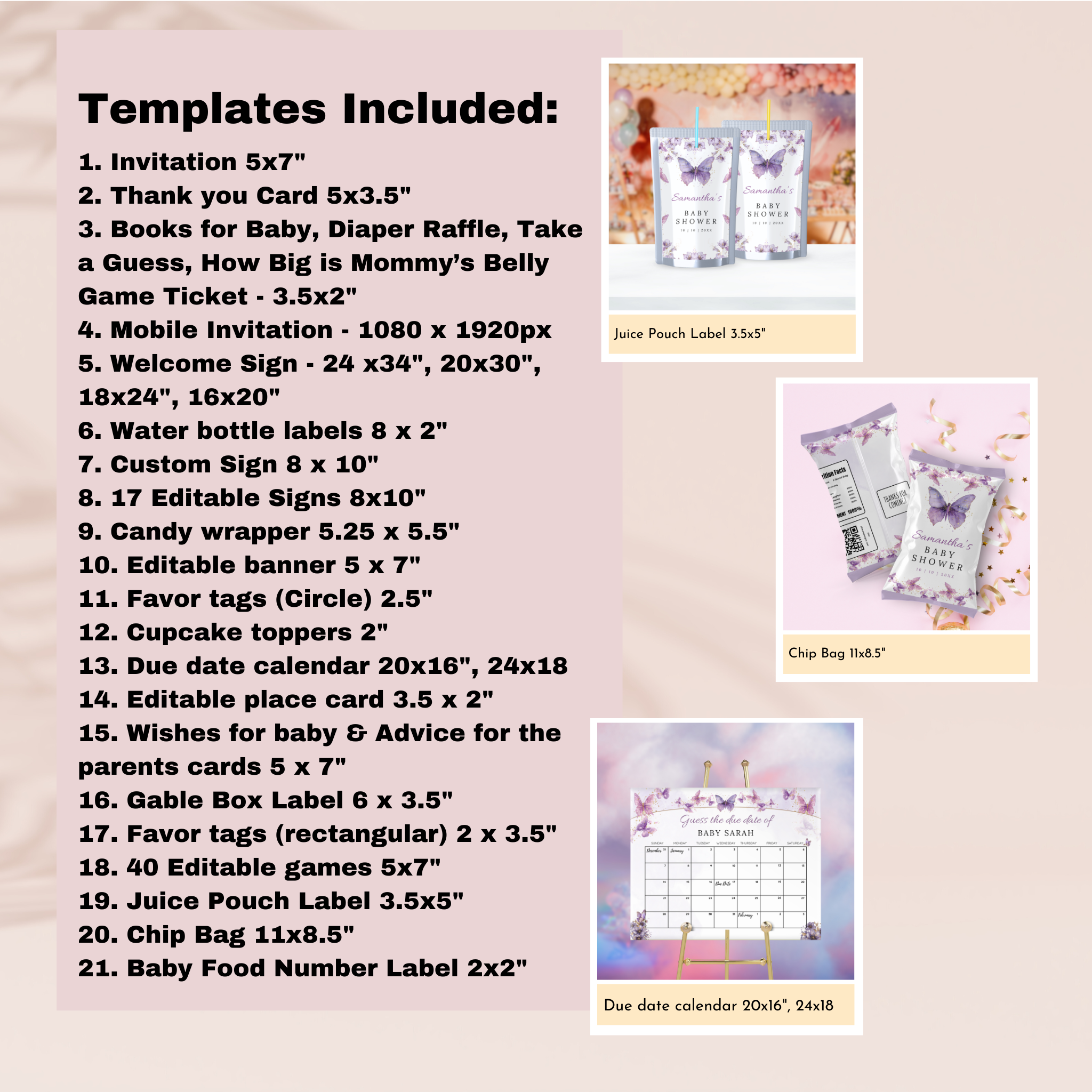 Enchanted Baby Shower Template Bundle