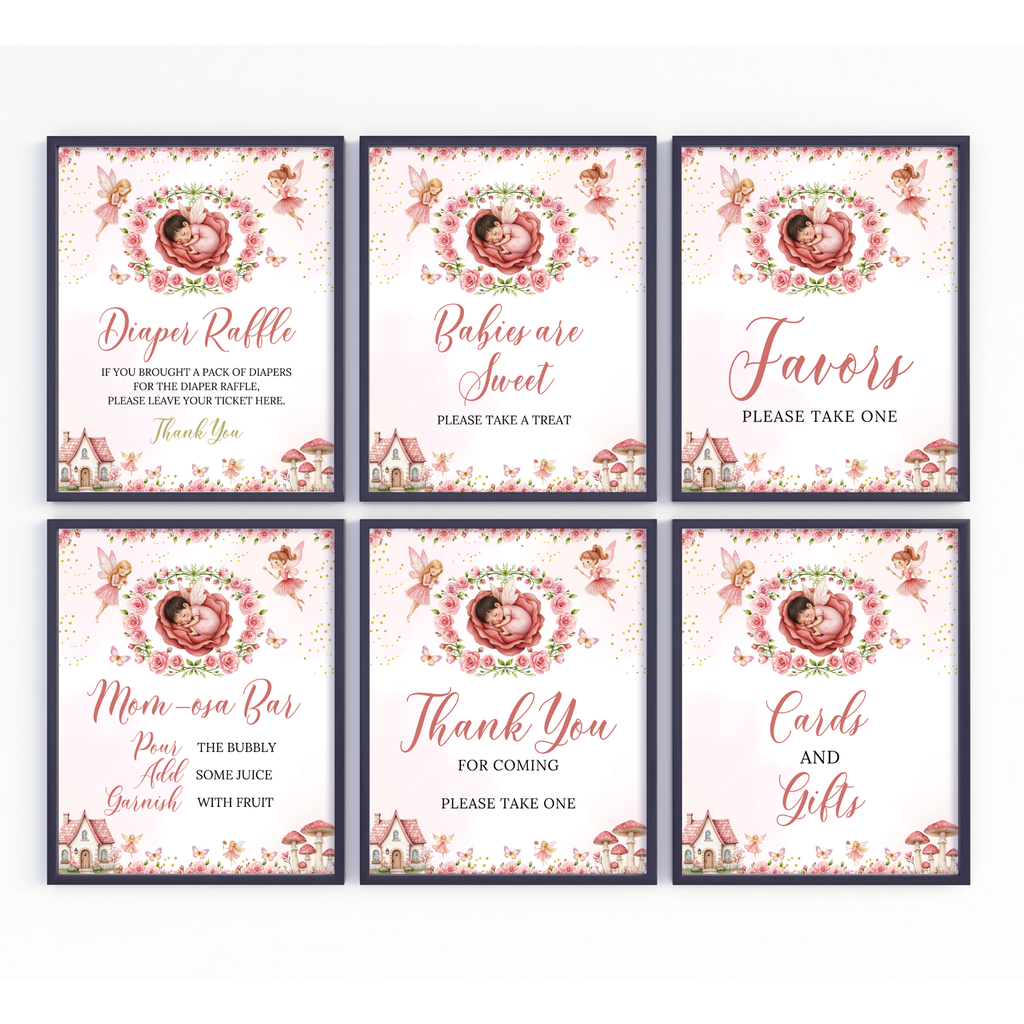 16 Fairy Baby Shower Table Signs