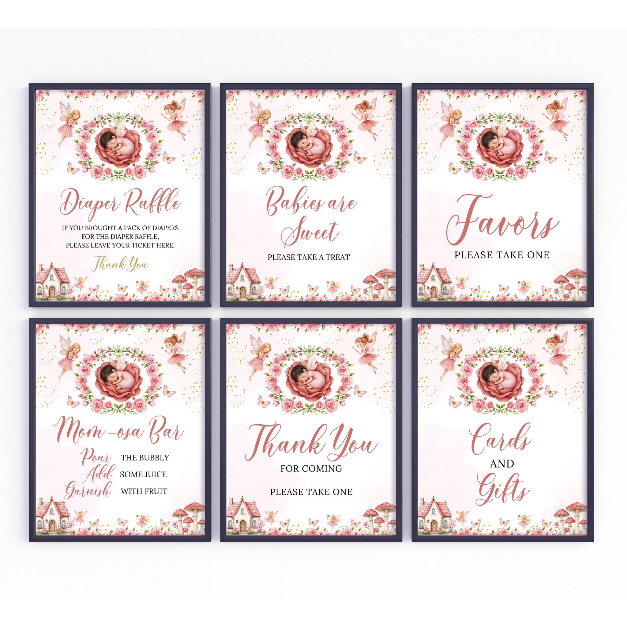 16 Fairy Baby Shower Table Signs