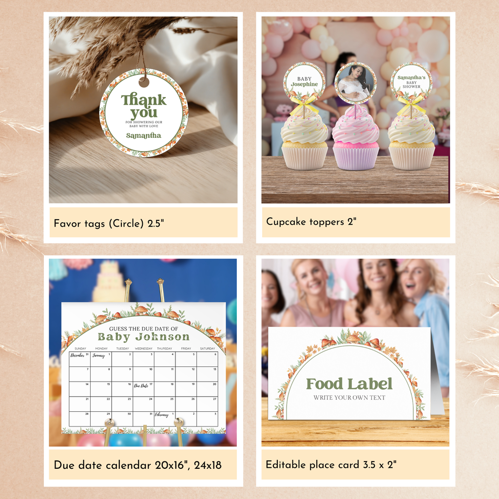 Mushroom Baby Shower Template Bundle