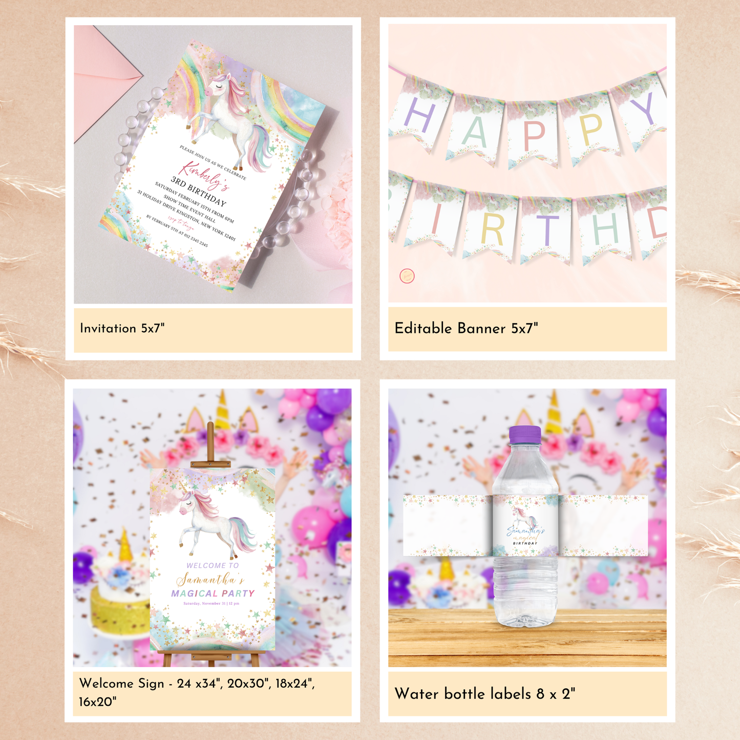 Unicorn Party Template Bundle