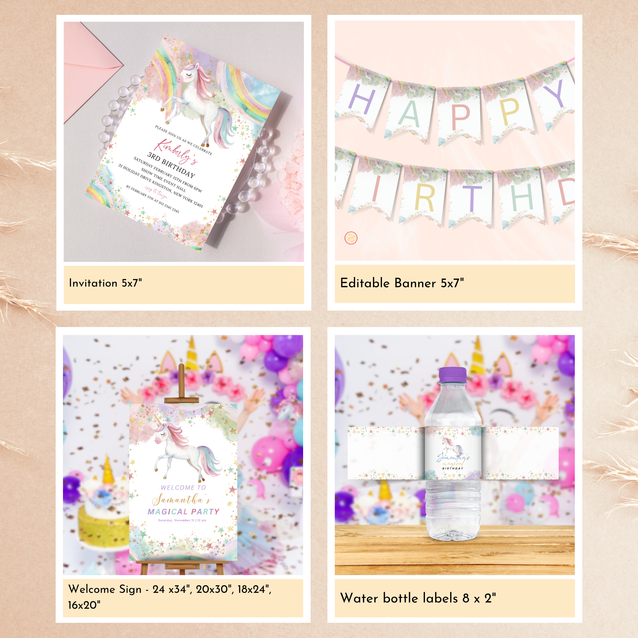 Unicorn Party Template Bundle