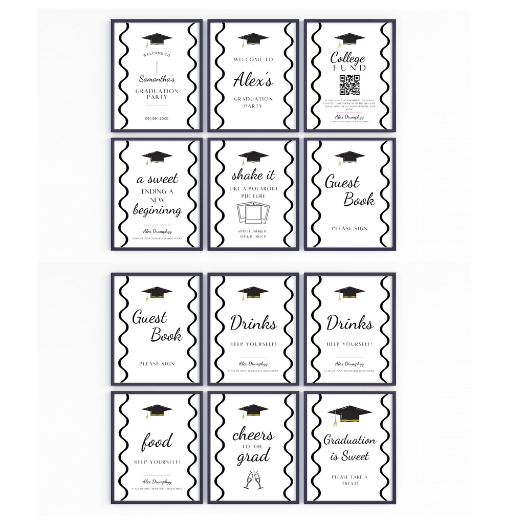 Graduation Party Table Signs - Wavy