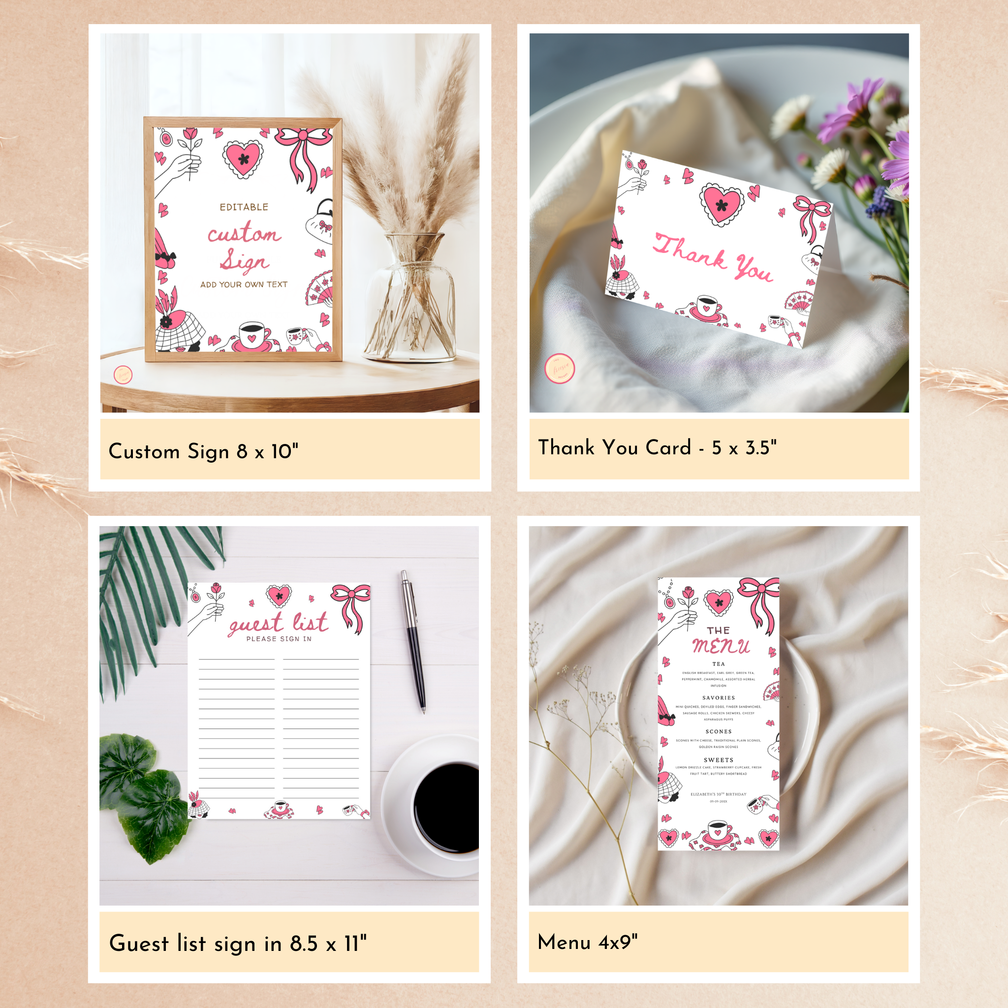 Tea Party Birthday Template Bundle