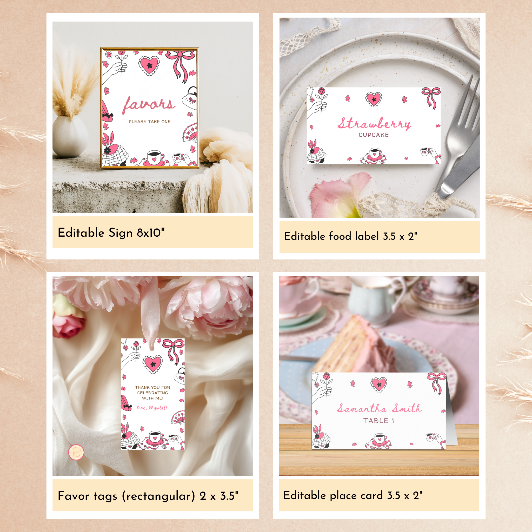 Tea Party Birthday Template Bundle