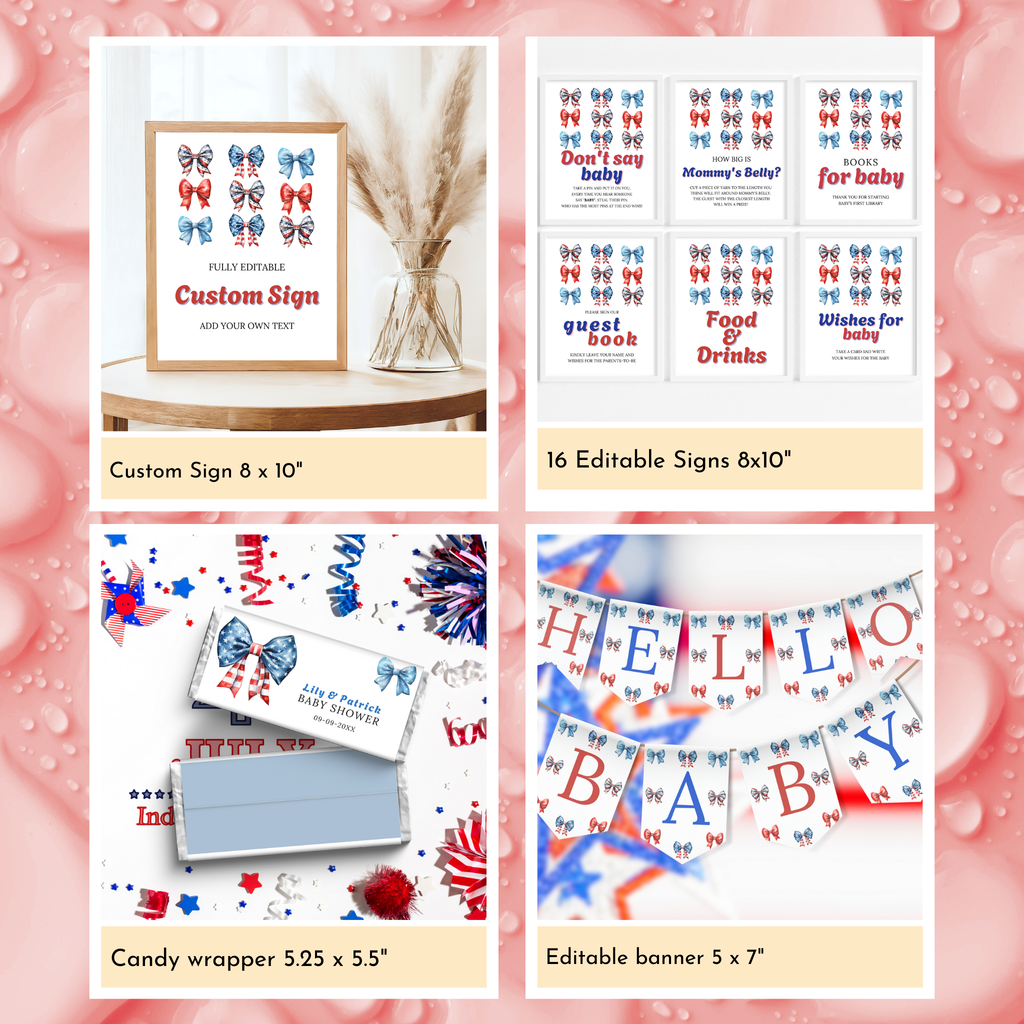 Patriotic Baby Shower Template Bundle