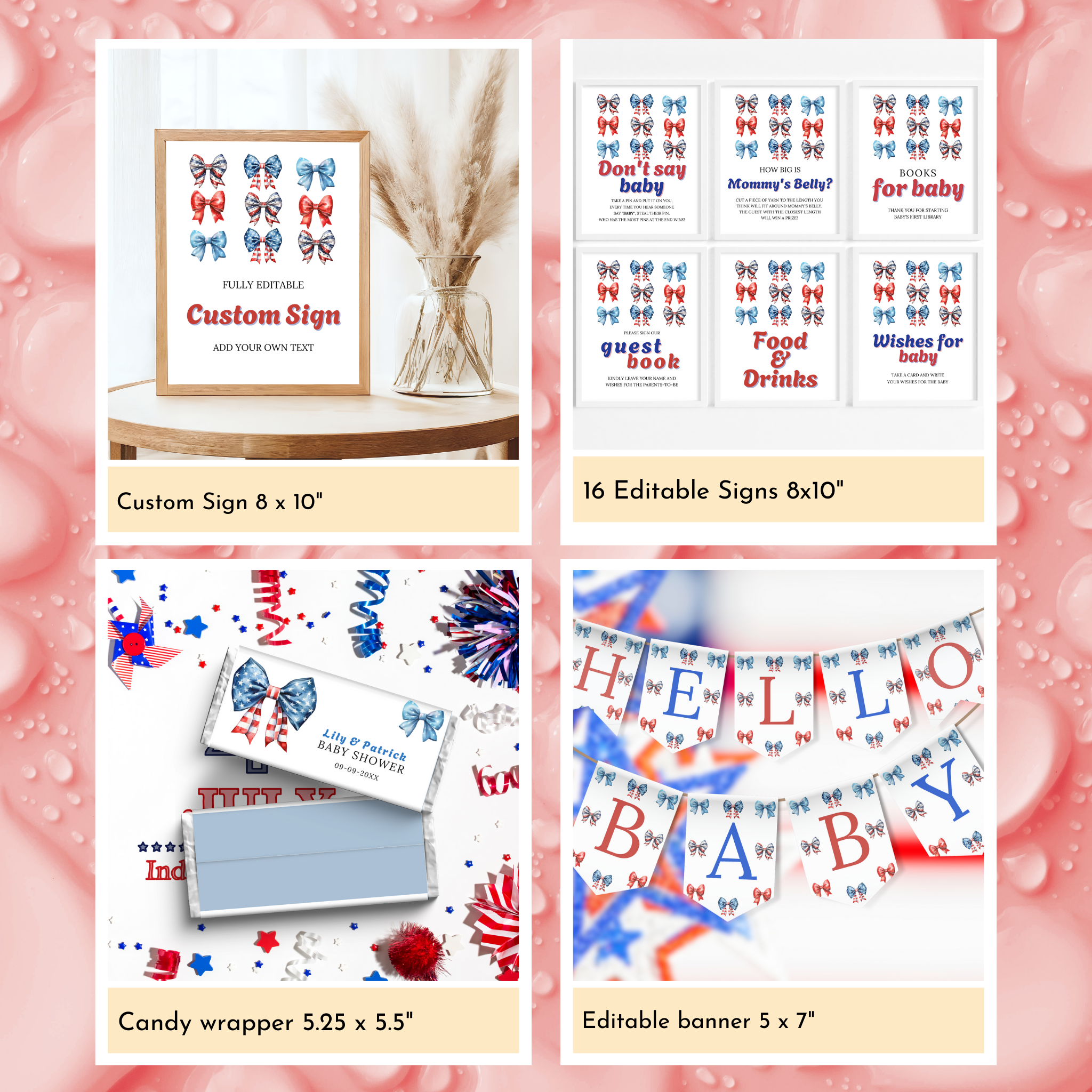 Patriotic Baby Shower Template Bundle