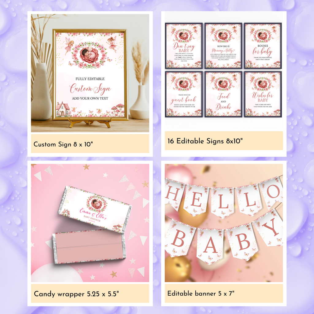 Fairy Baby Shower Template Bundle