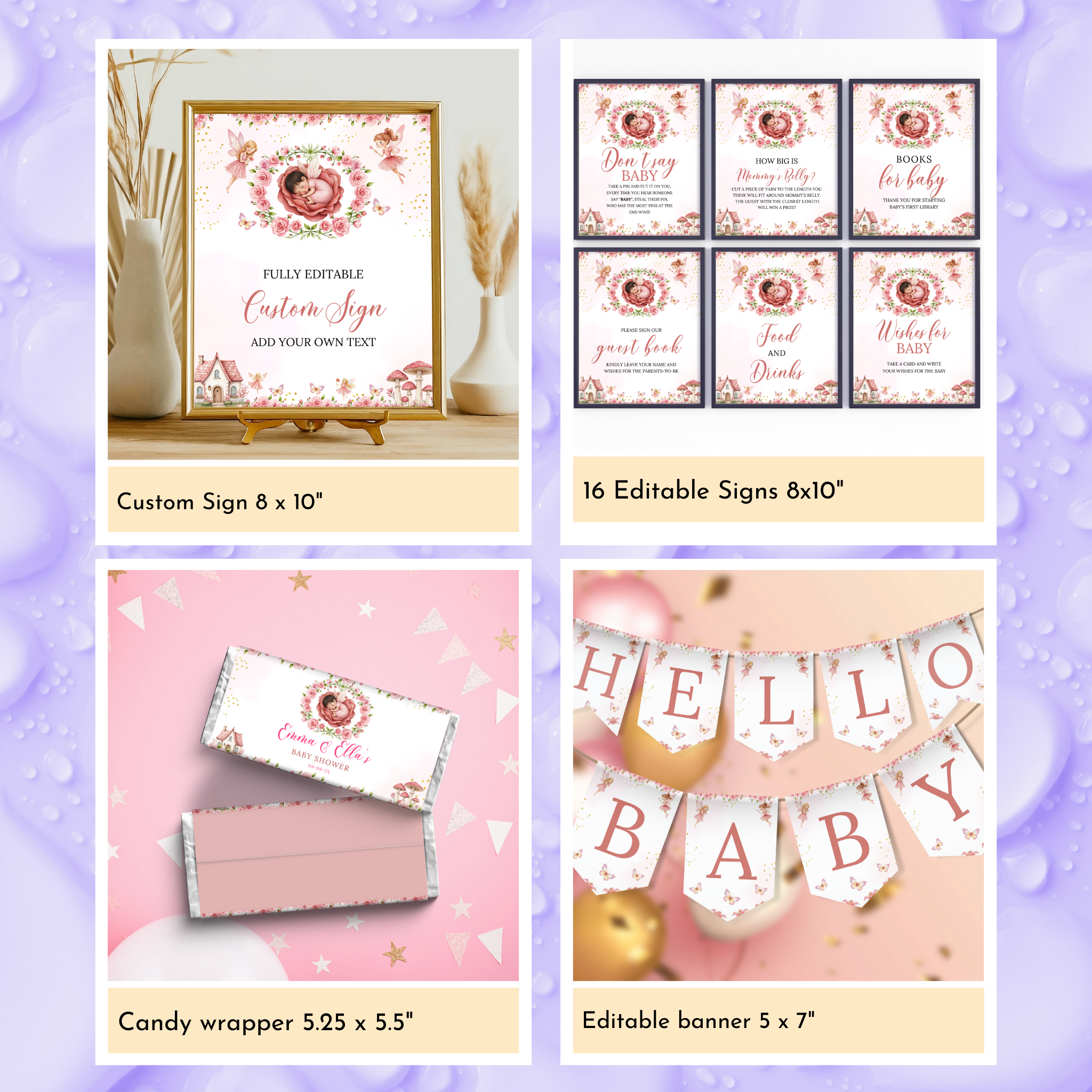 Fairy Baby Shower Template Bundle