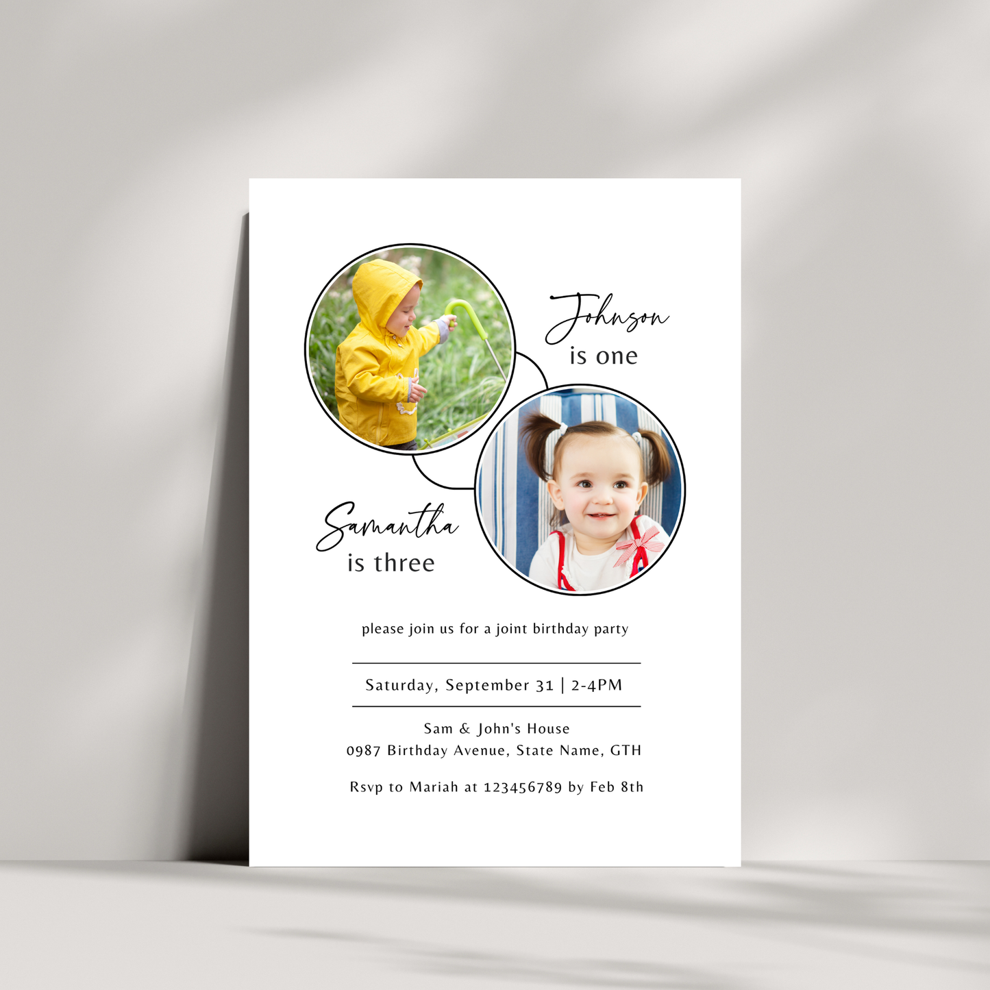 Double Birthday Invitation Template - Kids