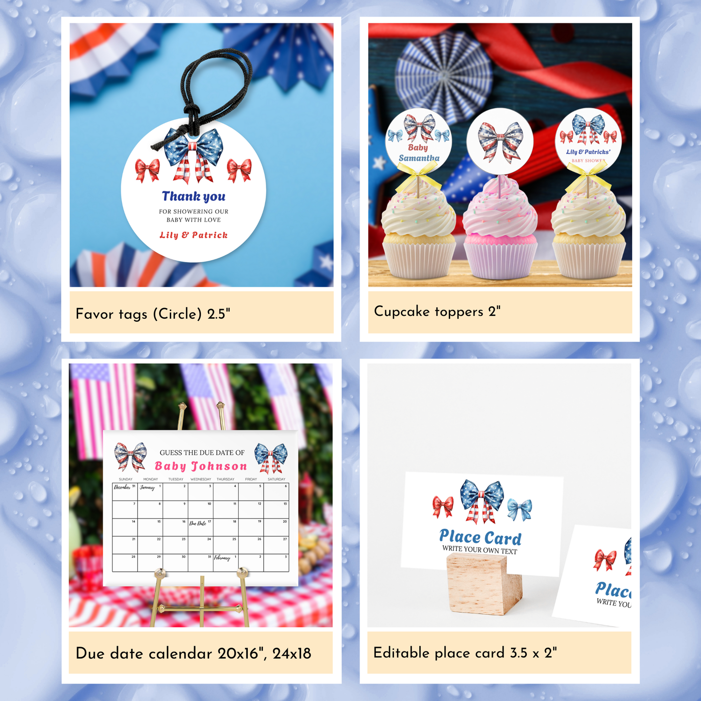 Patriotic Baby Shower Template Bundle