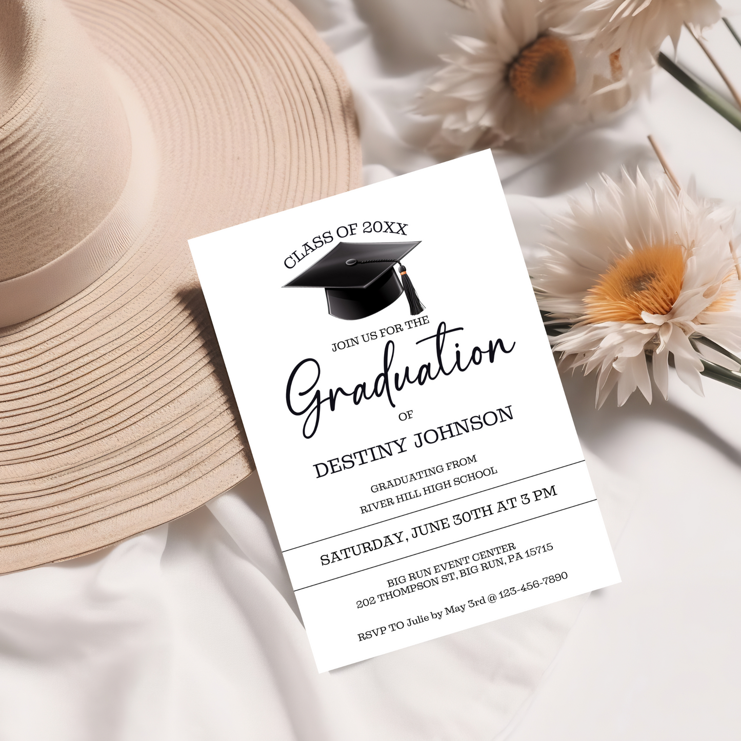 Graduation Party Invitation - Editable Template