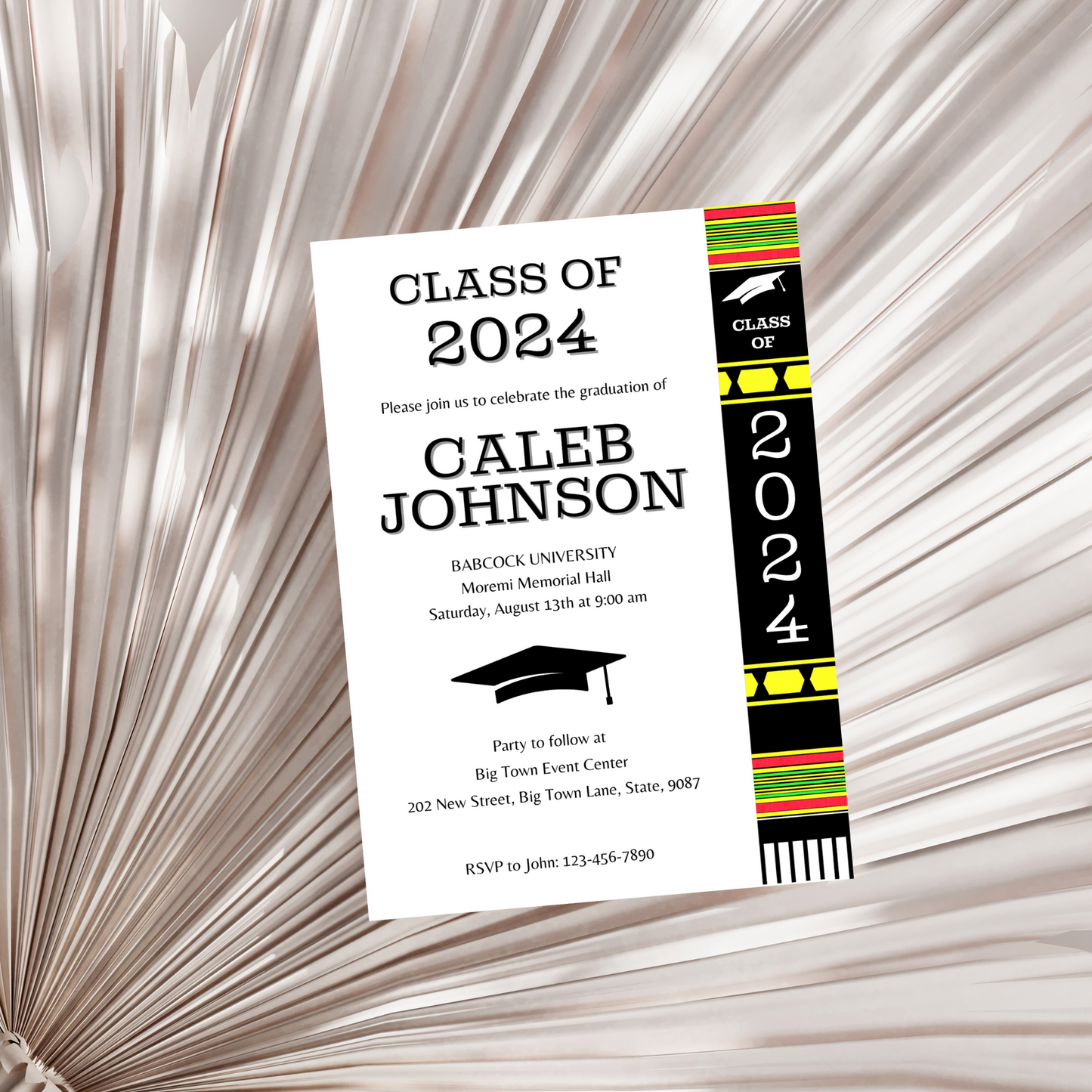 Editable Graduation Invitation Template - Kente Inspired