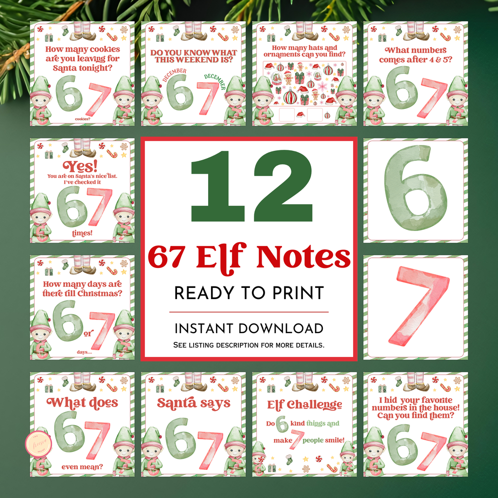 6 7 Themed Elf Note Cards