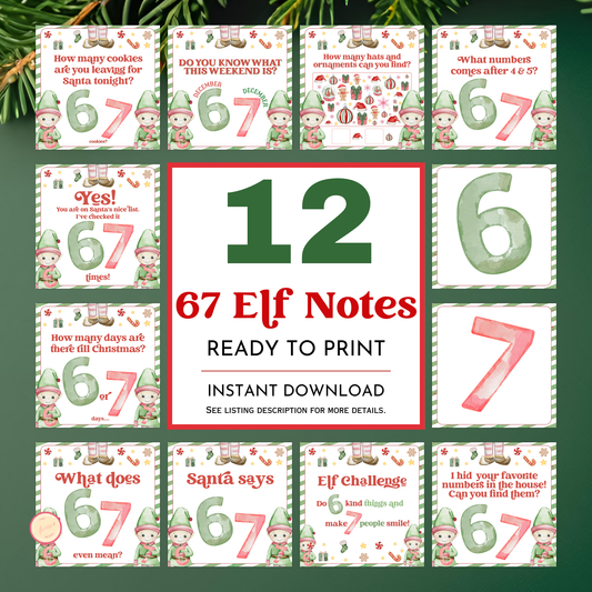 6 7 Themed Elf Note Cards
