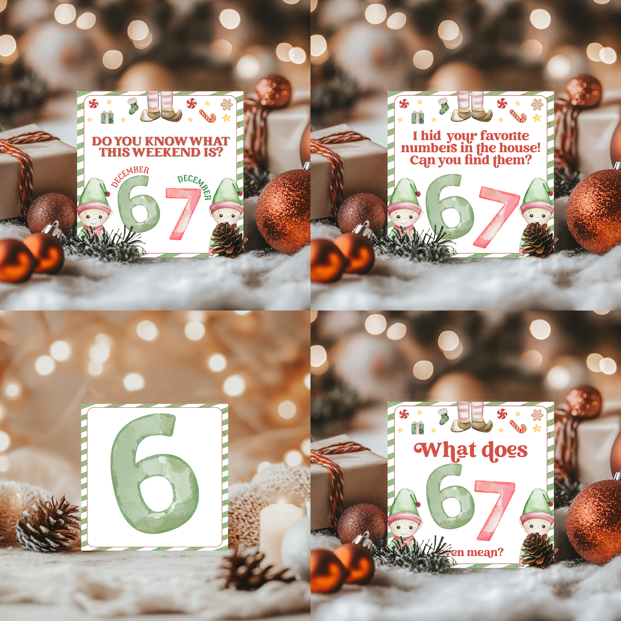 6 7 Themed Elf Note Cards