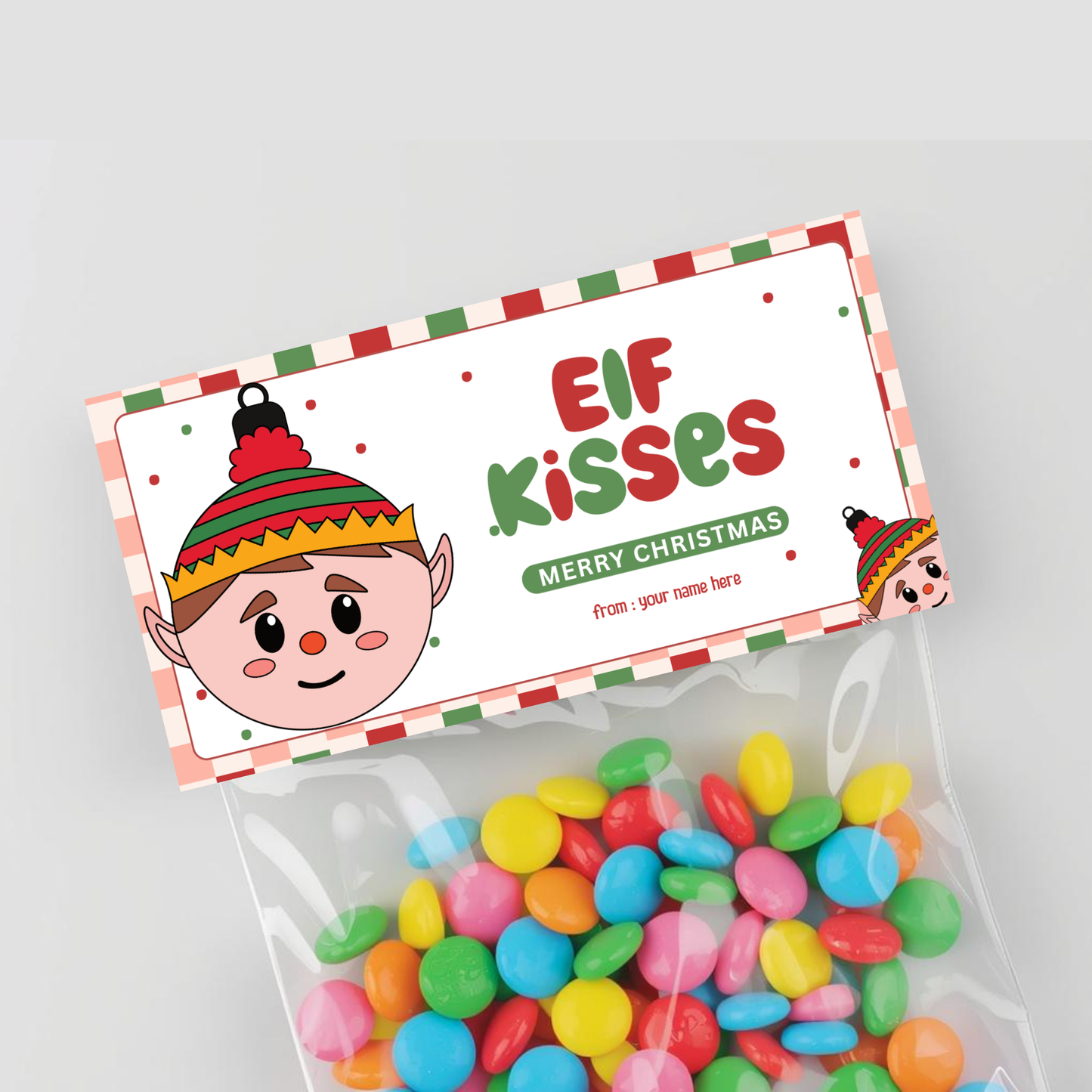 Elf Kisses Treat Bag Topper 01