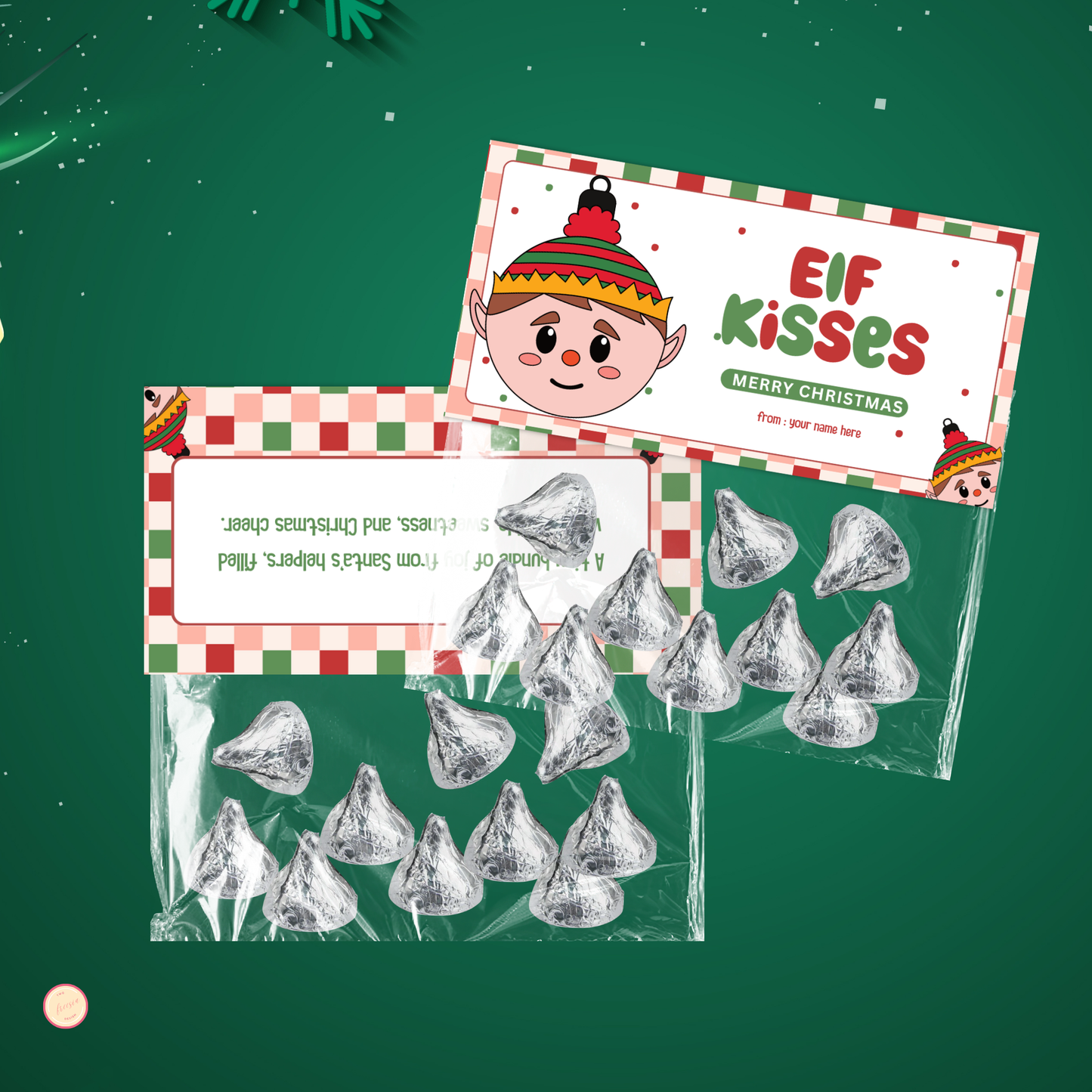 Elf Kisses Treat Bag Topper 01