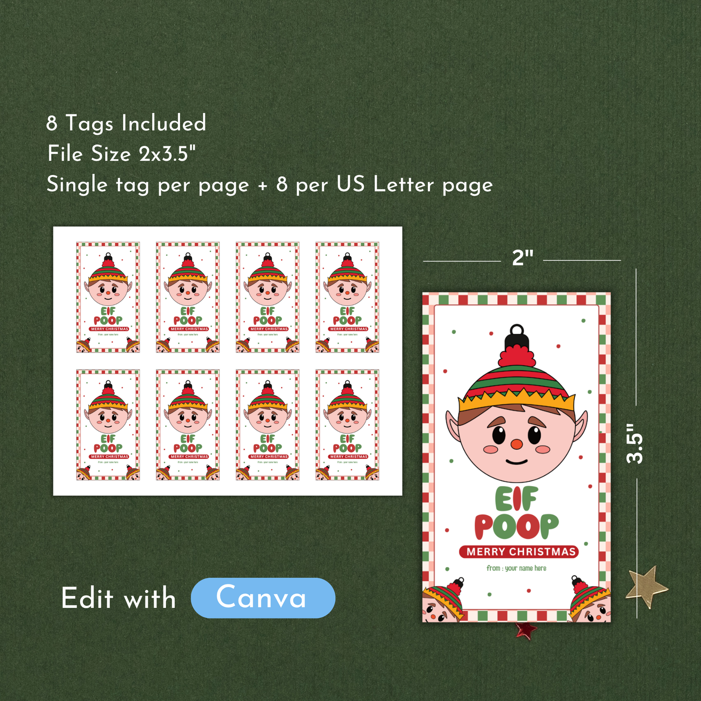 Christmas Treat Bag Toppers & Tag Set