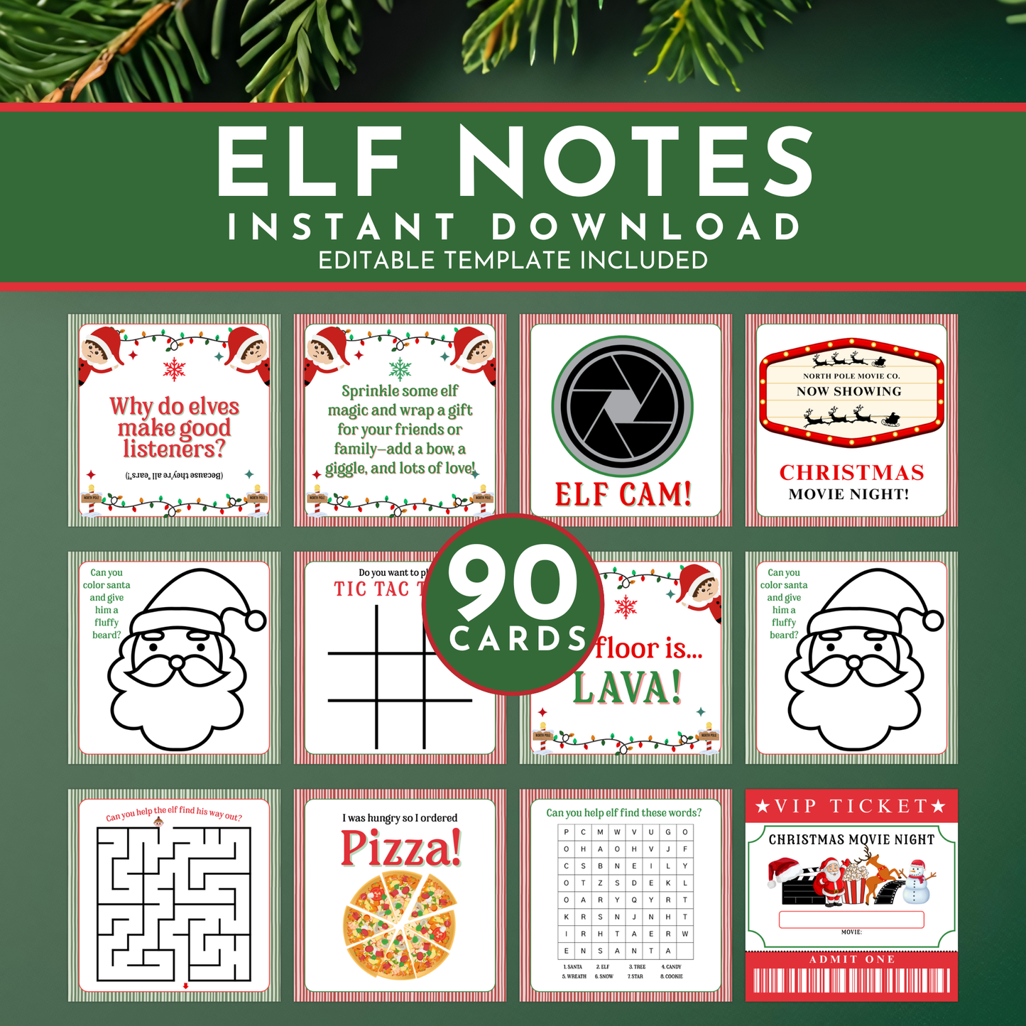 90 Elf Note Cards