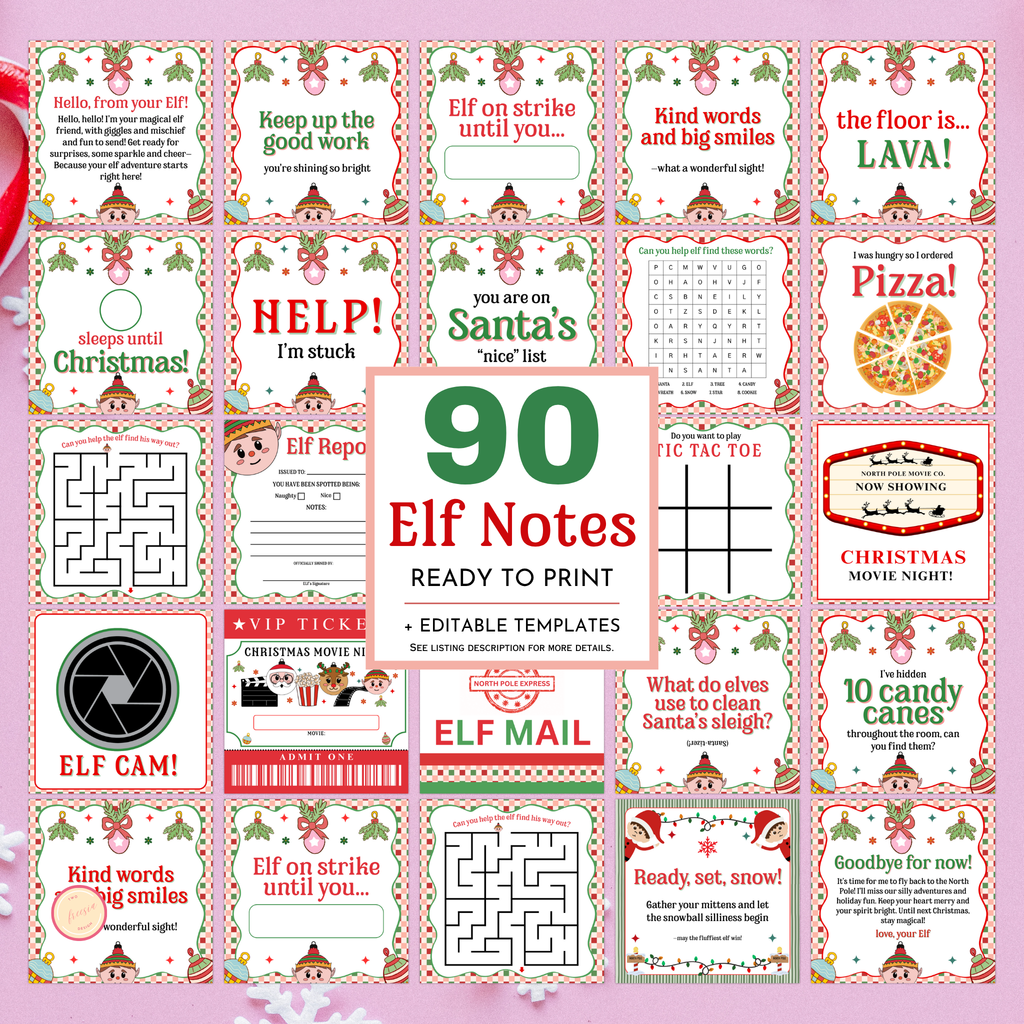 90 Elf Note Cards | Printable