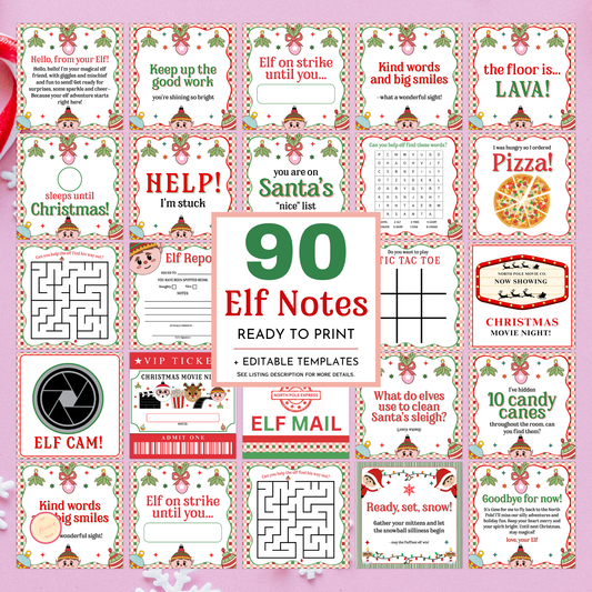 90 Elf Note Cards | Printable